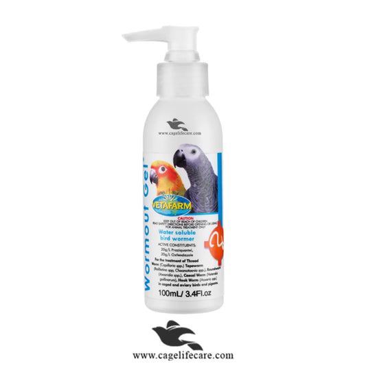 Wormout Gel (Vetafarm) – Effective Bird Wormer for Pigeons & Aviary Birds 100ml Bottle - Deworming for birds
