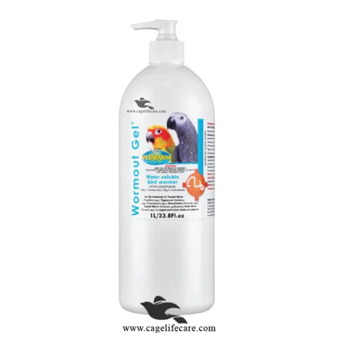 Wormout Gel (Vetafarm) – Effective Bird Wormer for Pigeons & Aviary Birds 1 Liter Bottle - Deworming for birds