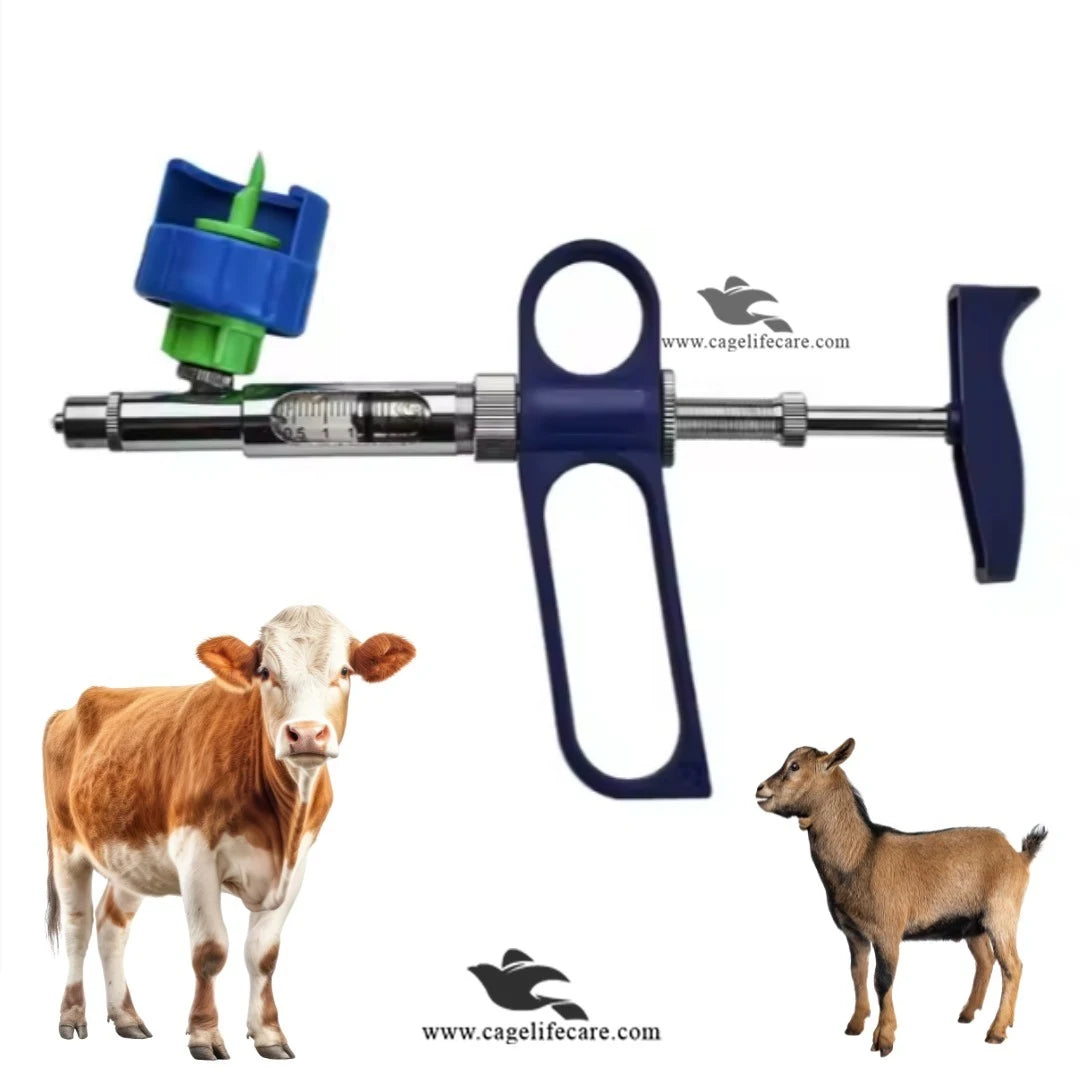 Key Injection Vet Automatic Veterinary Syringe Vaccine Gun 2ml & 5ml STEEL – Adjustable ...